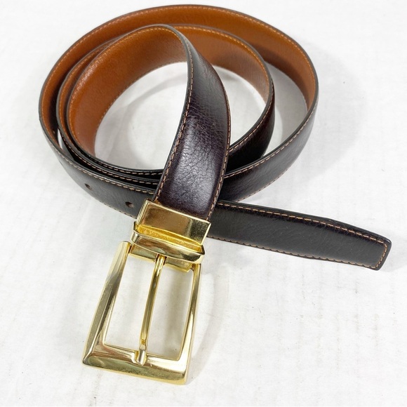 Reversible Genuine Leather Belt Dark Brown 40 - Picture 1 of 13